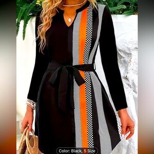 Black/Orange Polka Dot Tie-up Dress XXL NWOT